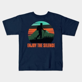 Enjoy the Silence | Retro Hiking Adventure Design for Nature Lovers Kids T-Shirt